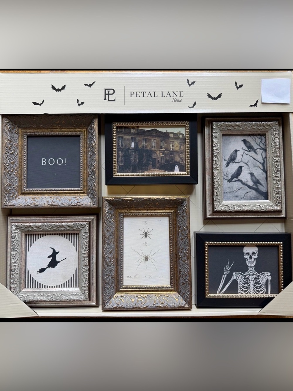 Petal Lane 6 piece Halloween Haunted Scary Decor Framed Wall Art Ghost boo witch